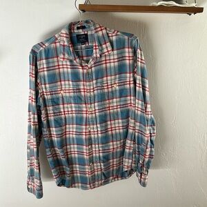 J. Crew Men's Blue and Red Plaid Shirt